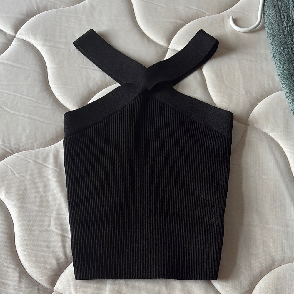 Aritzia Black Ribbed Cut Out Tank Top